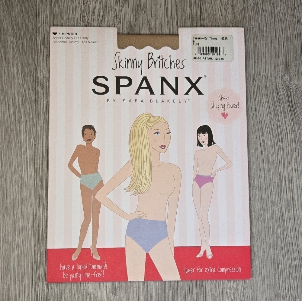 Spanx Hipster Cheeky-Cut Thong Panty Size 8 Nude New NIB Shapewear Tummy Control